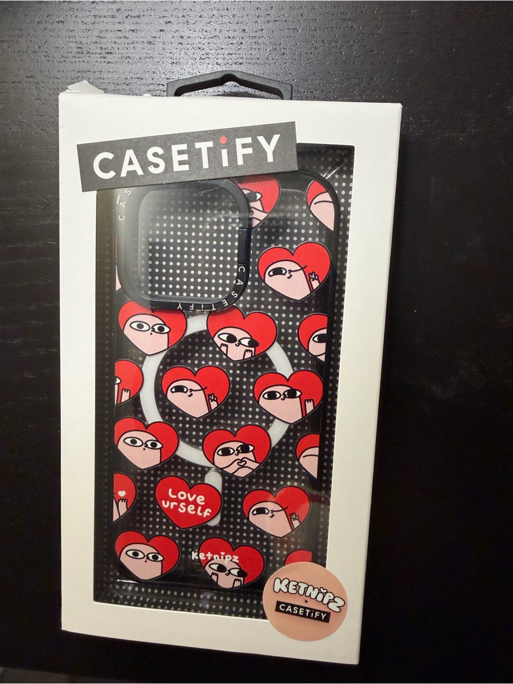 Casetify Red & Pink Heart Pattern Phone Case with Ring Grip